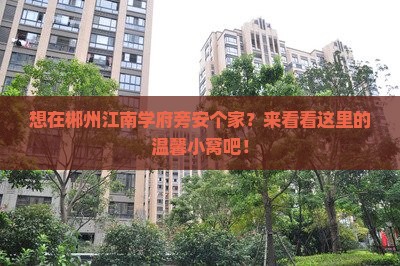 想在郴州江南学府旁安个家？来看看这里的温馨小窝吧！